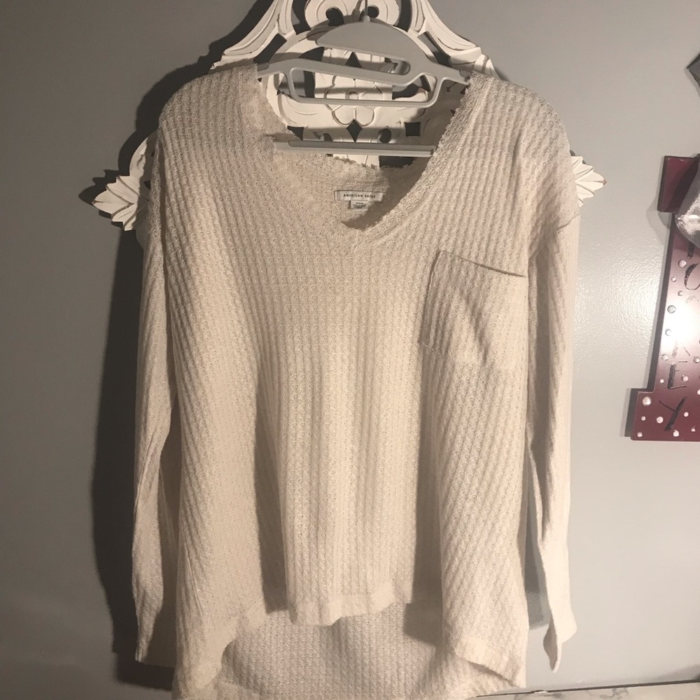 cream american eagle thin sweater top